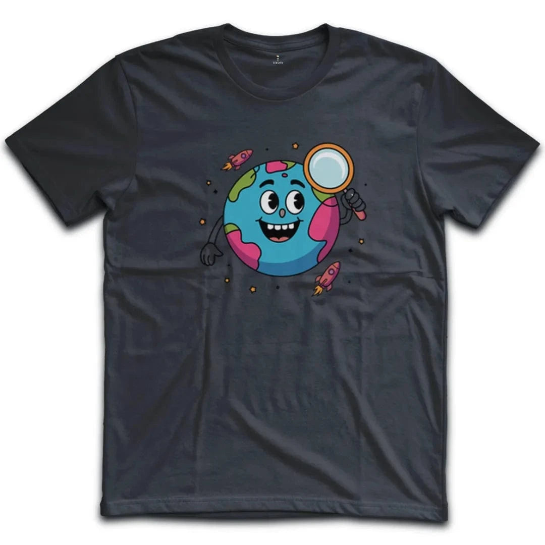 Earth with Magnifying Glass T-Shirt