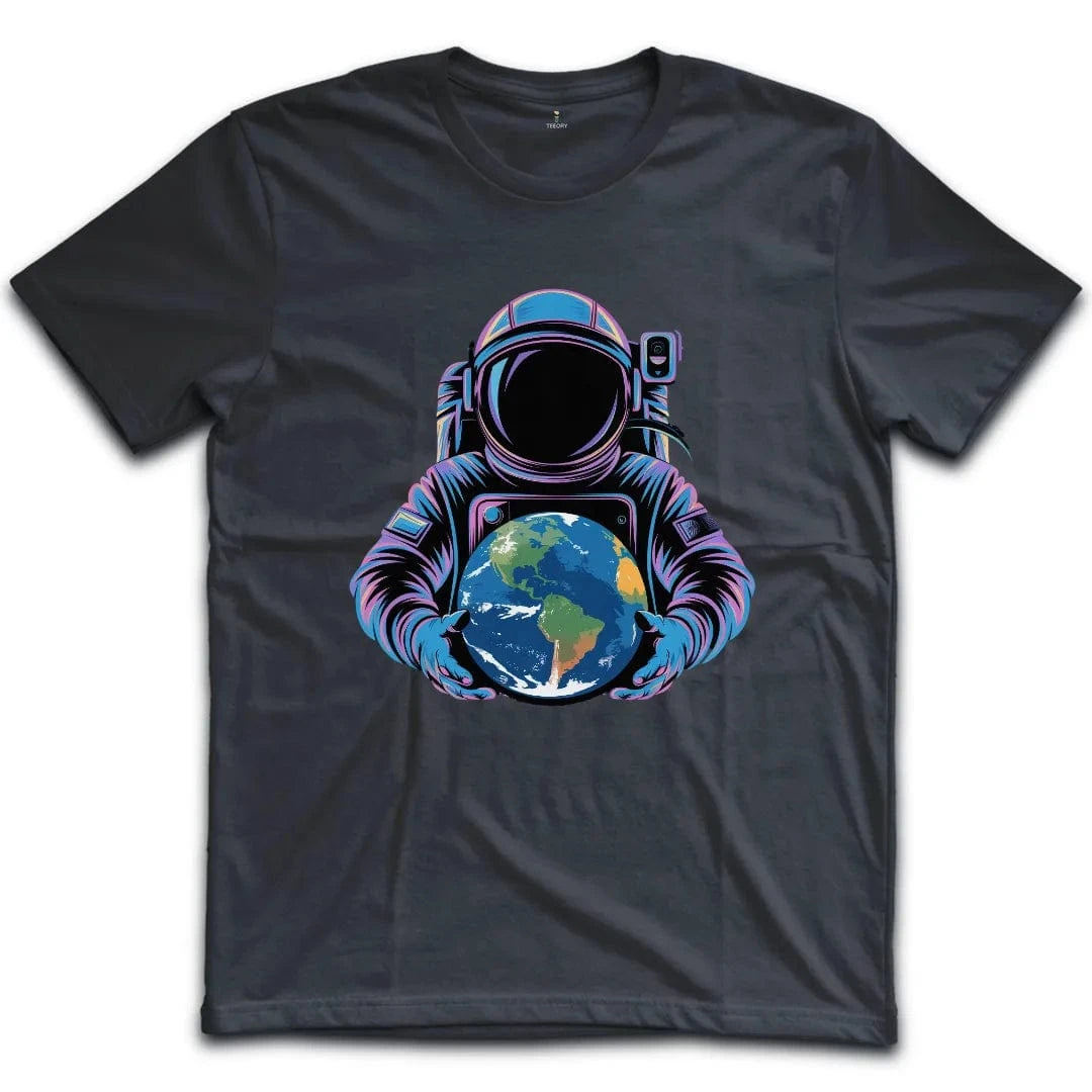 Vibrant Astronaut Holding Earth T-Shirt