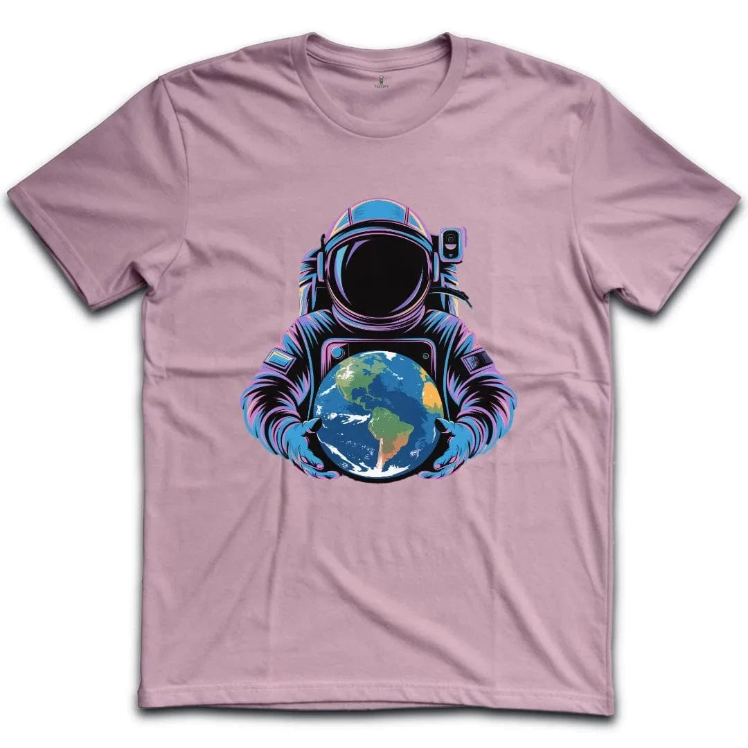 Vibrant Astronaut Holding Earth T-Shirt