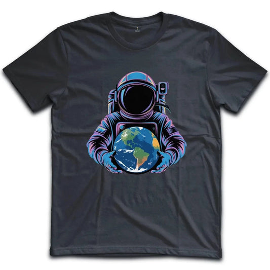 Vibrant Astronaut Holding Earth T-Shirt