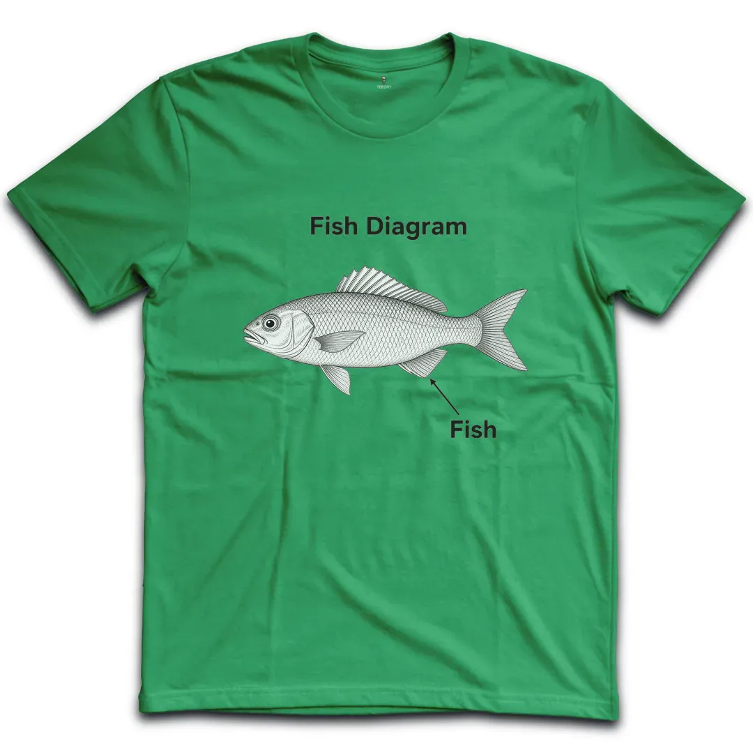 Fish Diagram Green T-Shirt