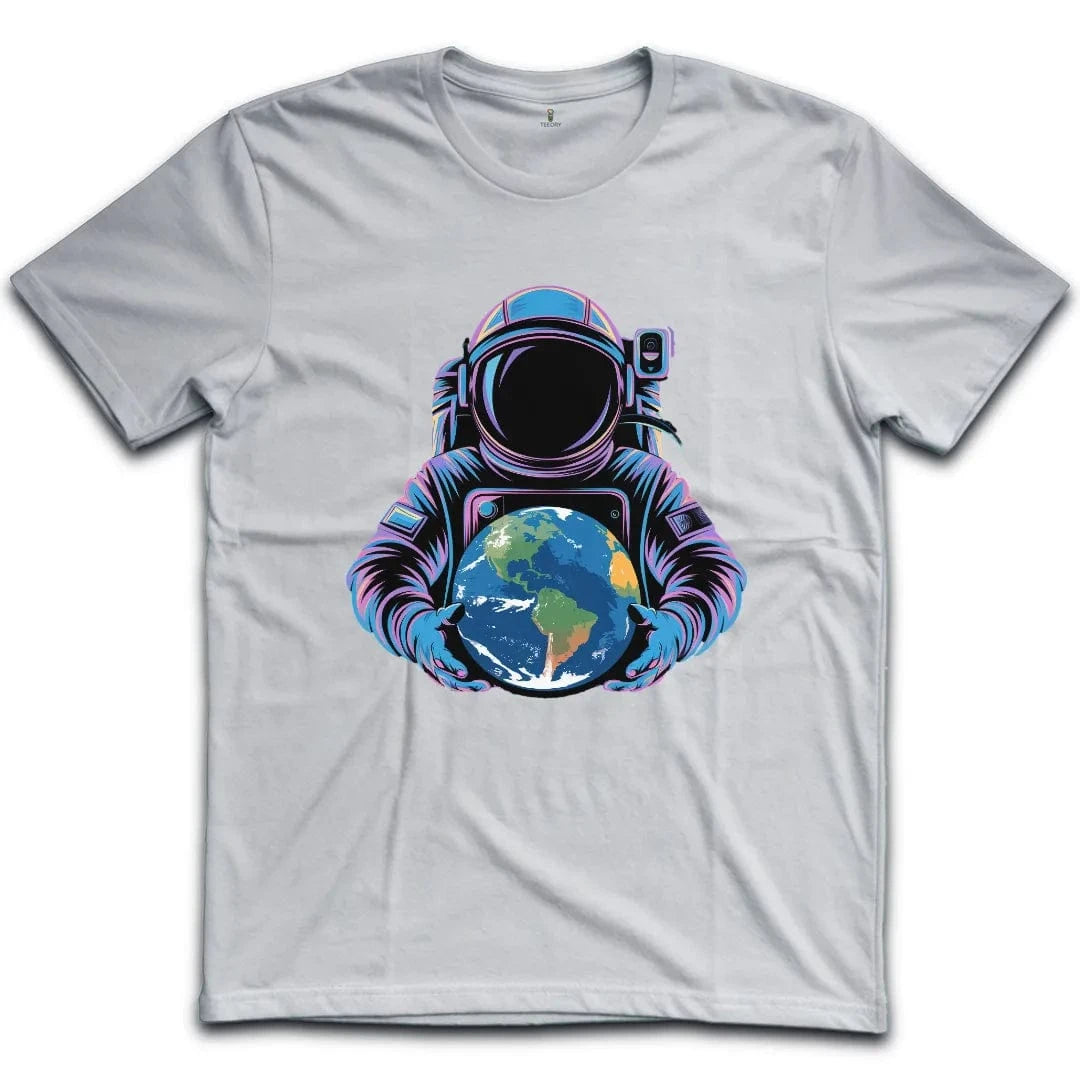 Vibrant Astronaut Holding Earth T-Shirt