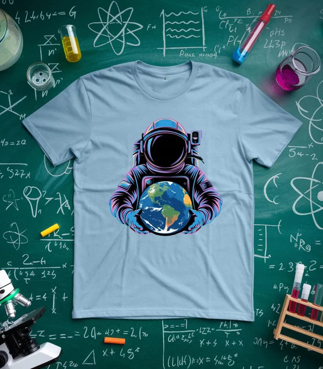 Vibrant Astronaut Holding Earth T-Shirt