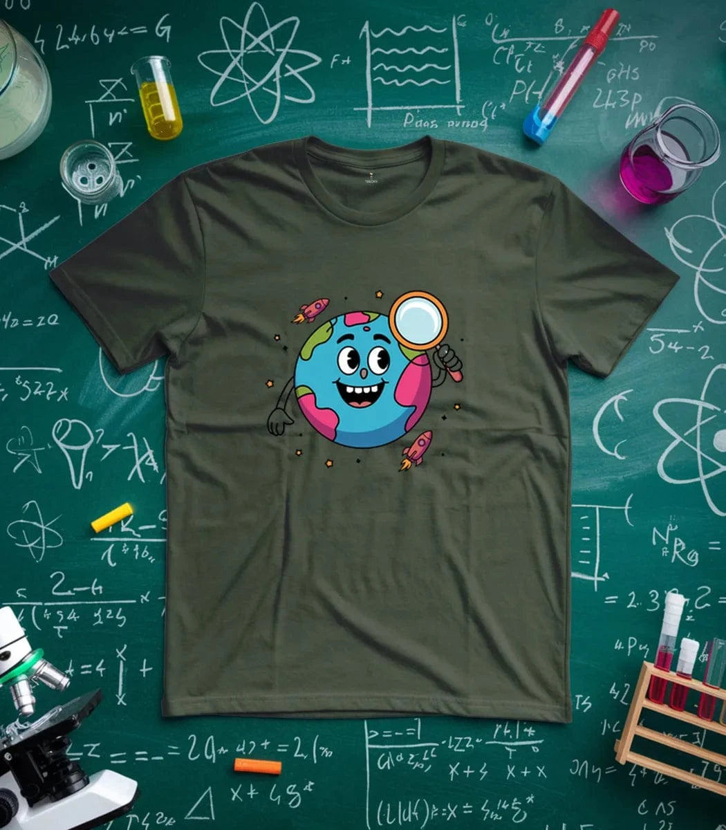 Earth with Magnifying Glass T-Shirt