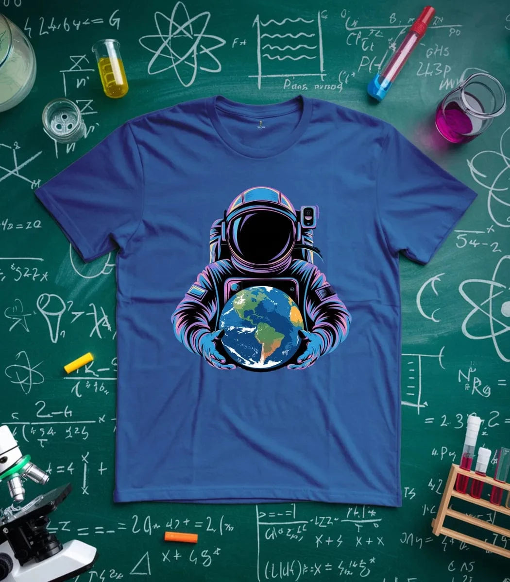 Vibrant Astronaut Holding Earth T-Shirt