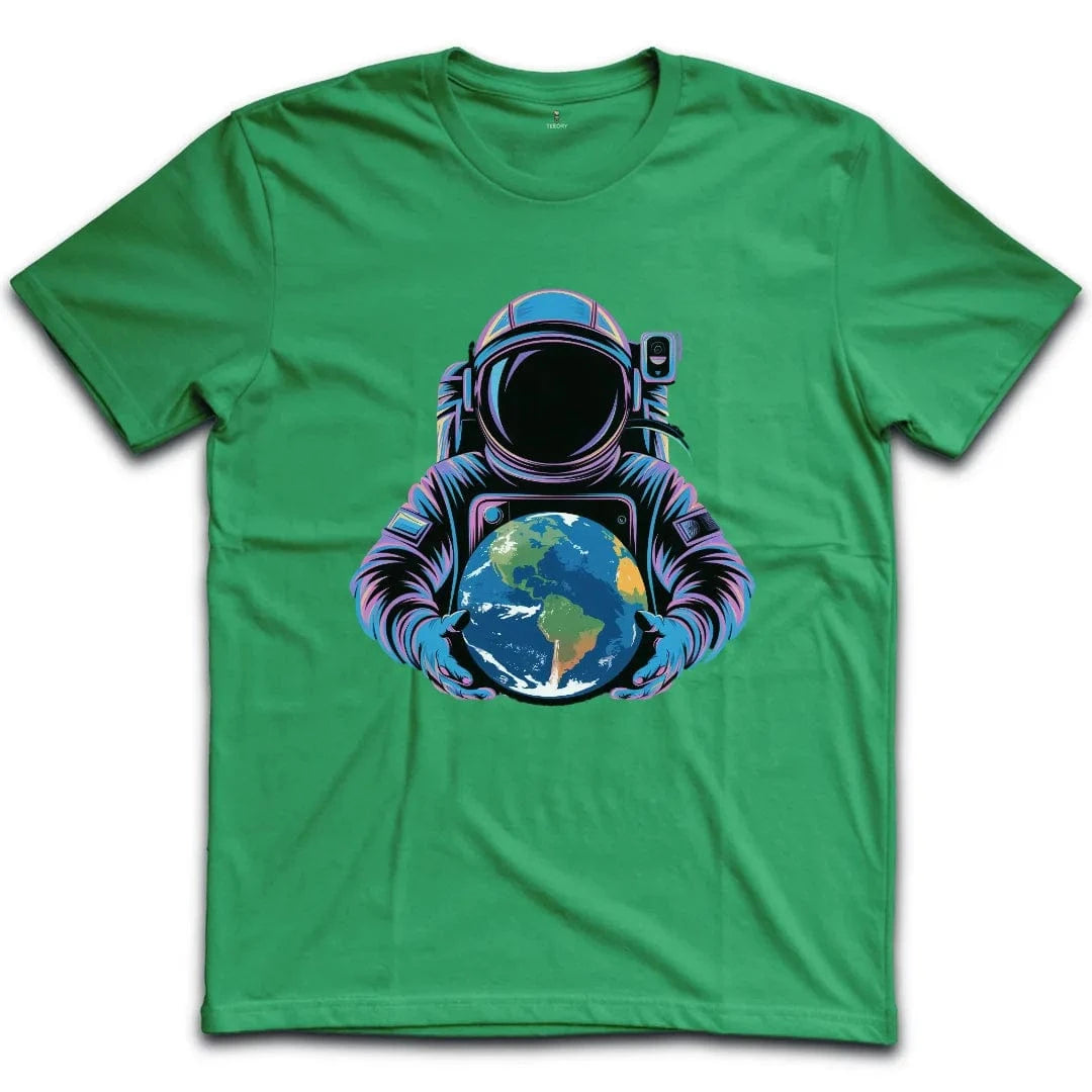 Vibrant Astronaut Holding Earth T-Shirt
