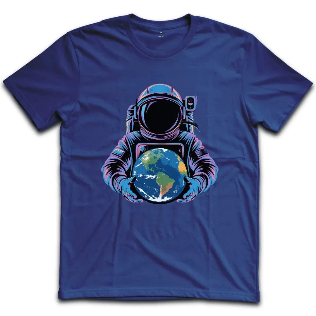 Vibrant Astronaut Holding Earth T-Shirt