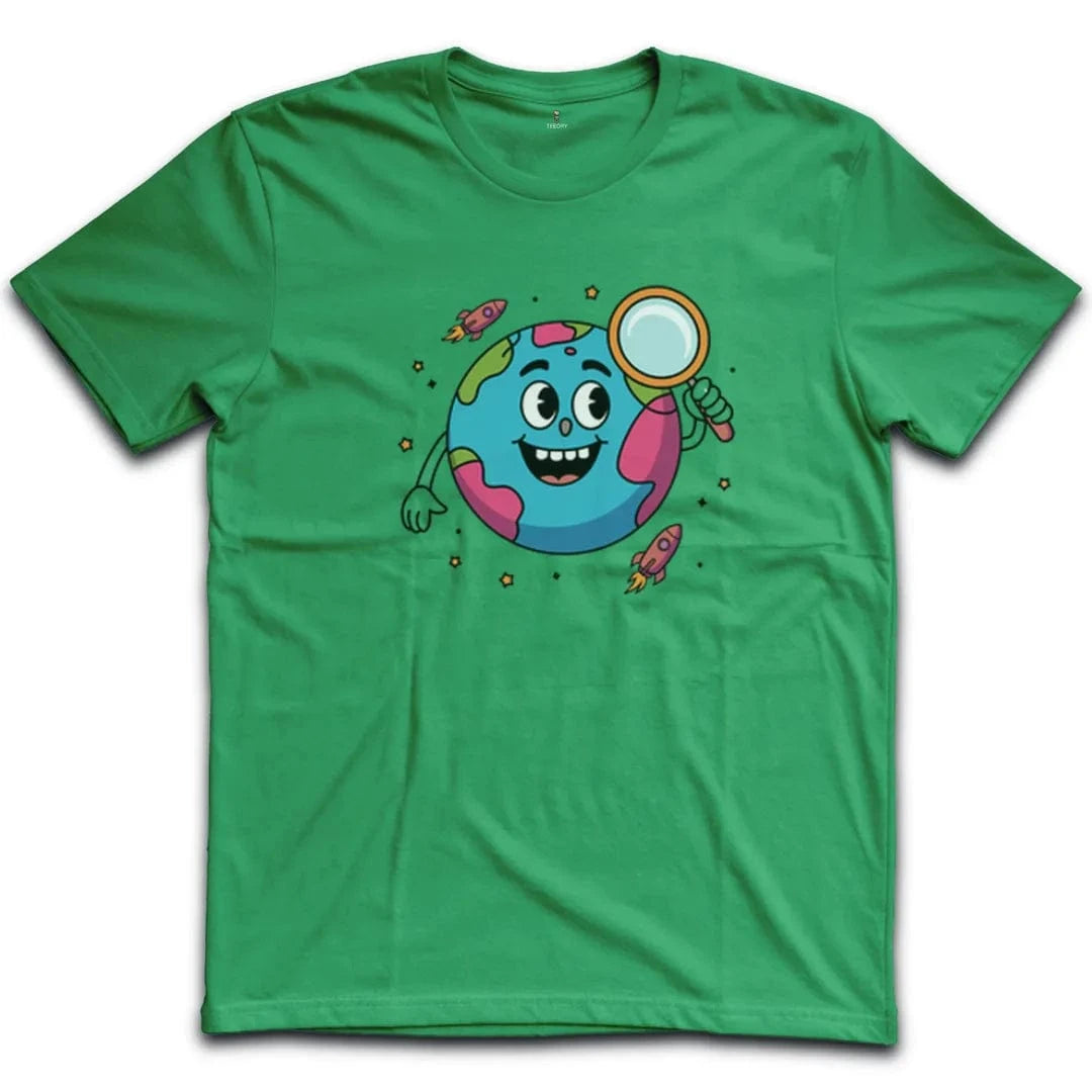 Earth with Magnifying Glass T-Shirt