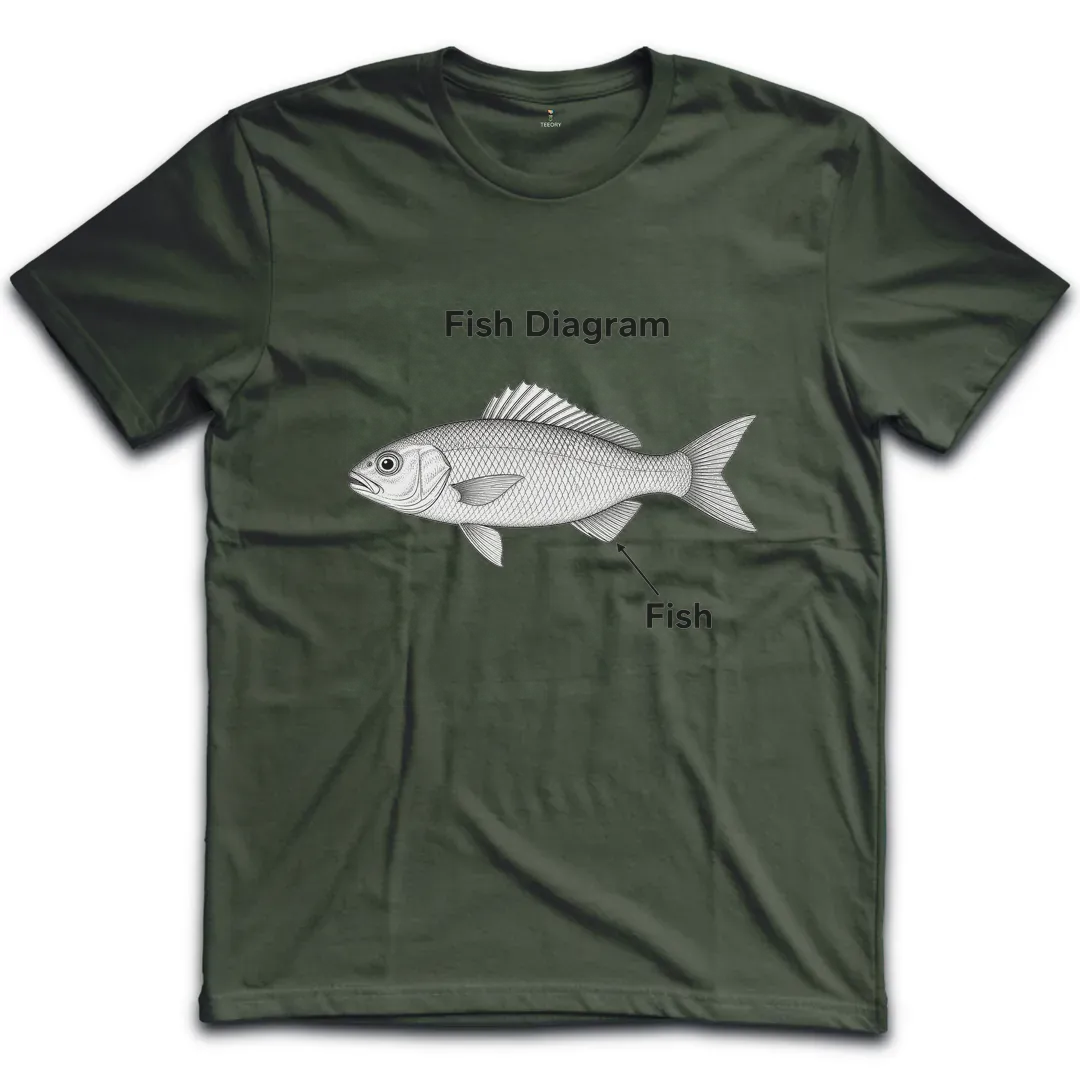 Fish Diagram Green T-Shirt