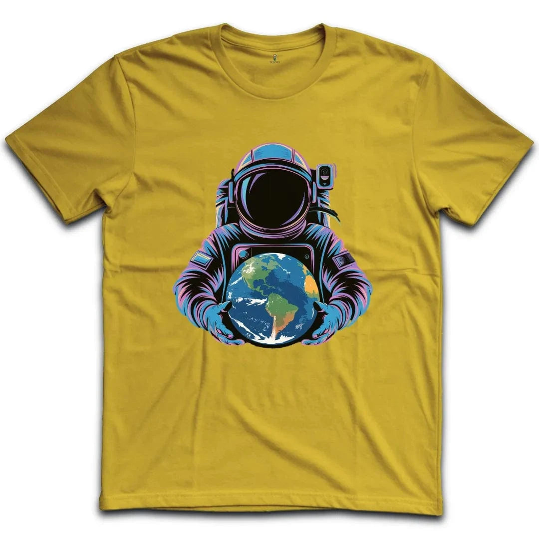 Vibrant Astronaut Holding Earth T-Shirt