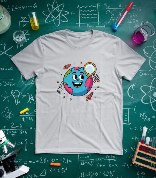 Earth with Magnifying Glass T-Shirt
