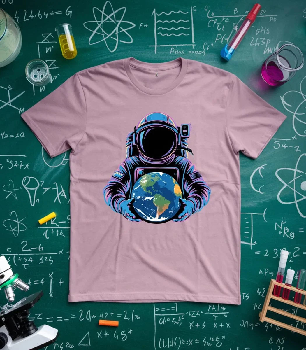 Vibrant Astronaut Holding Earth T-Shirt
